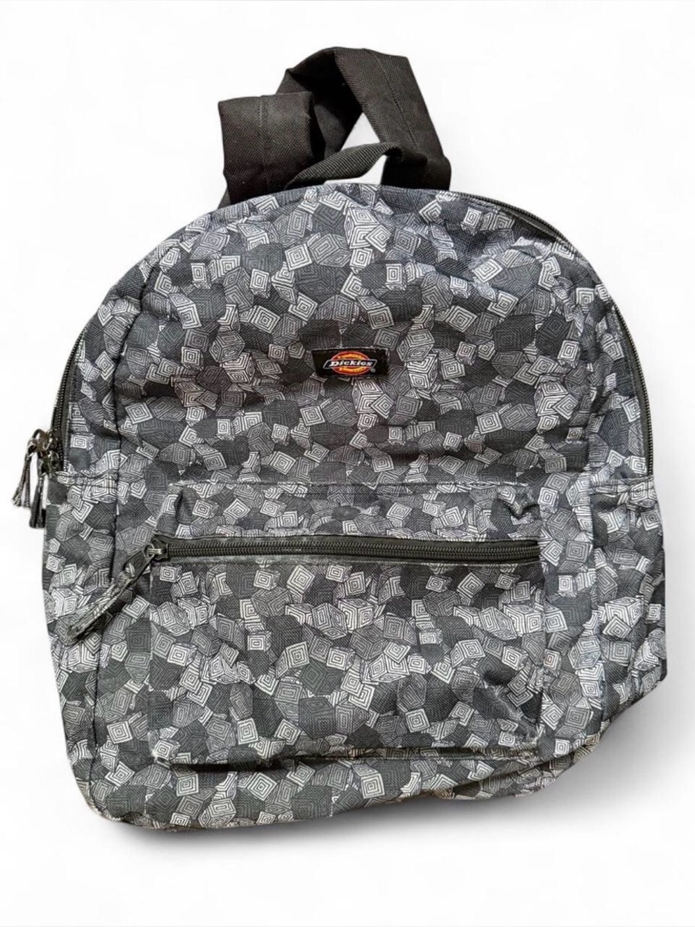 DICKIES gray & black geometric patterned backpack. Large compartment is lined.